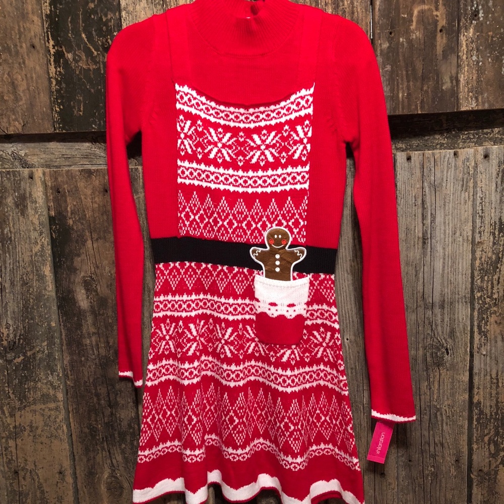 Red ginger woman sweater dress